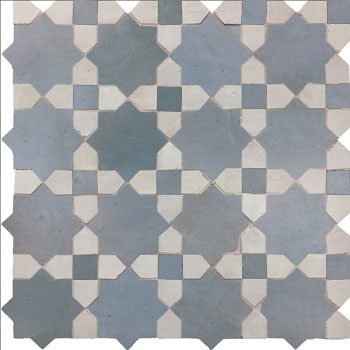 Mosaic House Moroccan tile Tanger C 17-1 Sky blue White  zellige, mosaic, zellij, field, pattern, glaze, stars, classic 